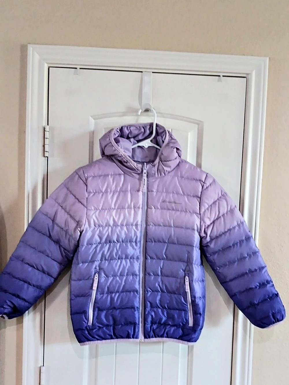 Eddie Bauer Kids CirrusLite Down Hooded Jacket Purple Girls M Y2K